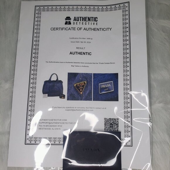 Prada Two-Way Canapa Tote - Blue Denim w/ Original Crossbody Strap & COA - Picture 15 of 17